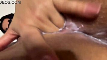four fingers plunge deep into her tight 18+ pussy squirting bliss