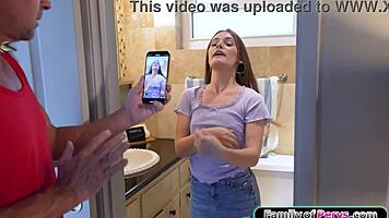 Perky titties tempt older guy into forbidden petite playtime