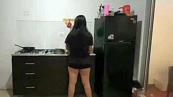 homemade latina cooks dinner then sucks cock moaning missionary