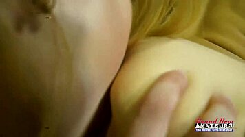 Brunette Meredith and Blonde Mya Lick Tits Sharing Juicy Cock