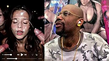 petite blonde drowns in fat cum facials