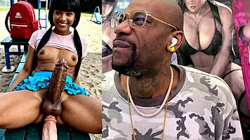 trans teen rides dildo cums hard on face while gaping fat pussy