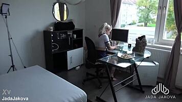 tutor fucks nerdy blonde instead of lessons creampie inside