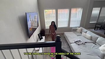 sneaky yoga pants rip leads to ebony ass pounding