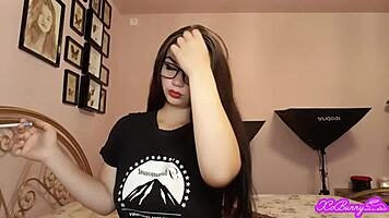 hey, wanna watch this hot romanian brunette smoke while wearing glasses?