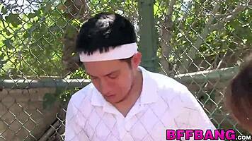 two naughty outdoor teens drilled deep in juicy pussies!