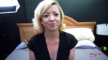 Busty Blonde Keyton Sucks Dick and Fingers Wet Ass Hard!