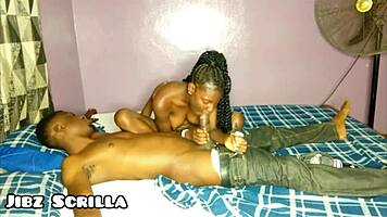 Ebony teen rides jibz scrilla's monster bbc till pussy creampie cum!