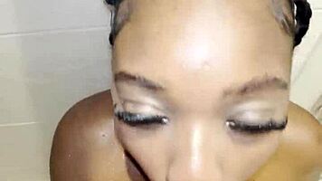 thick ebony babe fucked hard by big cock in shower
