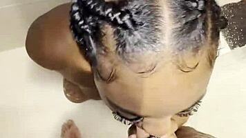 thick ebony babe fucked hard by big cock in shower