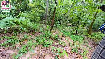 thai teen mushroom hunt turns into outdoor pussy pounding creampie adventure