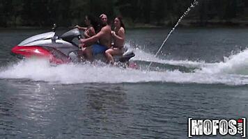 threesome cocks sucked teasing on wild seadoo ride