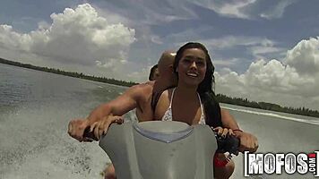 threesome cocks sucked teasing on wild seadoo ride