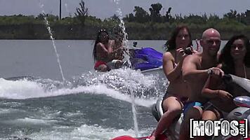 threesome cocks sucked teasing on wild seadoo ride