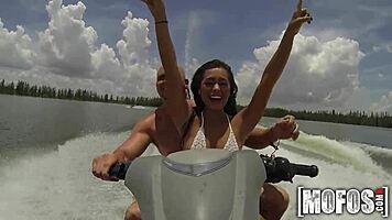 threesome cocks sucked teasing on wild seadoo ride