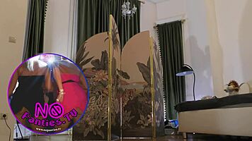 hey check out this cute brunette's sexy lingerie and miniskirt try-on backstage 😘🔥