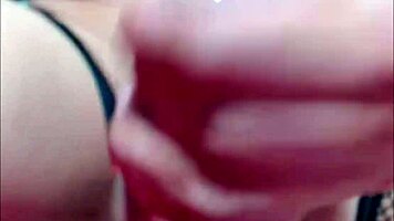 Teen tranny strokes huge cock to explosive cumshot webcam closeup