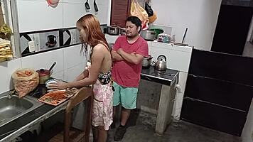 horny peruvian maid pantyless relieves boss's stress