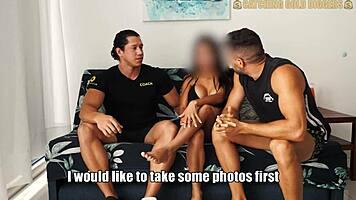 Sexy Petite Latina Slut Fucked By Two Bodybuilders