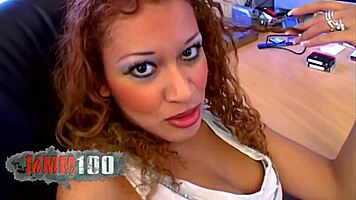 Alycia Lopez meets Terry Kemaco for intense office encounter close-up