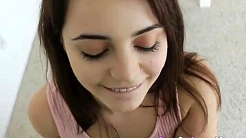 teen eagerly sucks cock pov before taking massive facial cumshot 😍