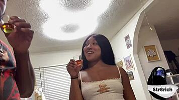 walk in on busty brunette wife and pound her tight asshole in kitchen doggystyle