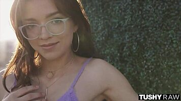 Petite brunette endures intense anal assfucking till overflowing cum fill