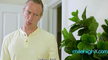 Horny Babysitter Flashes Perky Tits for Old Man Fuck Show