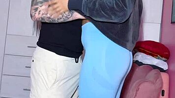 New gym latina cutie gets hardcore doggystyle bent over by trainer on first day!