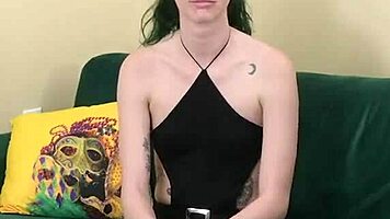 Kit Summers struts in tight black bodysuit and sexy gothic miniskirt part 2