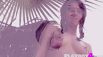 sexy petite milf rips lingerie exposing natural tits pussy posing outdoors!