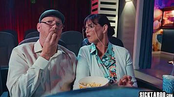 cinema thrill has athena faris moaning softly on boyfriend's lap ride