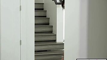 big ass babe catches peeper and devours his monster cock