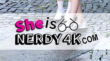 i spot this nerdy chick with cute ponytails and can't resist her