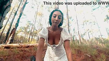 we walk in the forest and she sucks my big black cock 😈🌳