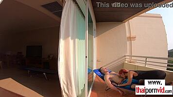 petite thai nympho cherry bounces skinny body on big white cock outdoors