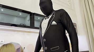 Horny blonde girlfriend gets served by ai butler's massive cum load