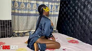 petite ebony skinny babe bent over doggystyle taking monster black cock quickie!