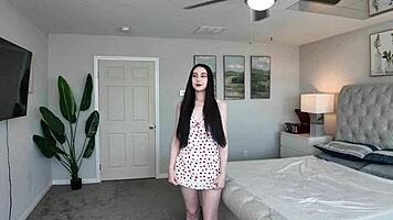 Real 18yo Dolly Paige moans in BTS pussy pounding