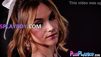 Watch Ophelia Fae stretch in lingerie then strip bare