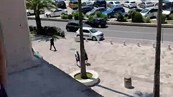 brunette 18yo teen flashes and risks public pov doggystyle cowgirl sex