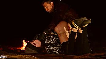 real anal virgin brooke johnson tied in desert for rough ass training