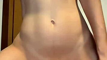Intriguing front view reveals amateur cowgirl pose with perfect curves slim waist and dorm allure