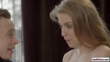 Small tits girlfriend grinds wet pussy on boyfriend's throbbing cock!