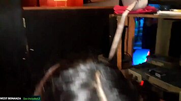geraldine sucks cock hard and swallows cum in dj booth
