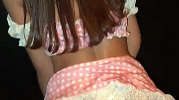 skinny halloween slut teases then takes creampie from strangers