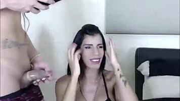 beautiful trannies fuck hard in rough threesome blowjob orgy