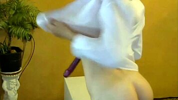 alluring brunette babe strips teasing on webcam solo show