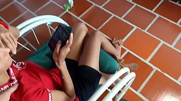 Skinny latina with tight pussy and natural tits gives sloppy deepthroat blowjob