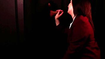 student deepthroats cock at gloryhole swallowing every drop